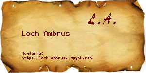 Loch Ambrus névjegykártya